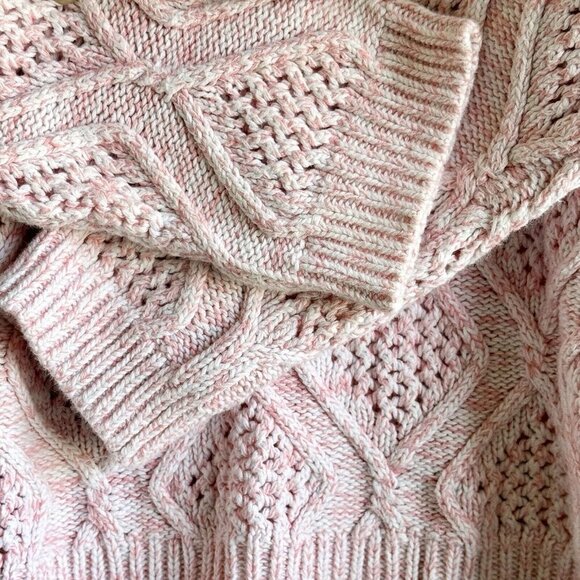 Sonoma Life + Style Chunky Cable Knit Sweater Women’s Size Medium Pink White - Picture 5 of 9